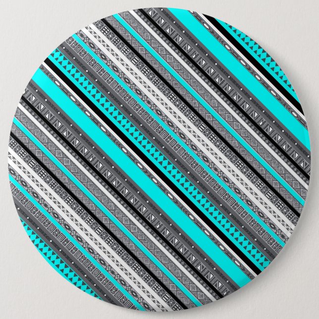 Cute gray aqua aztec patterns button (Front)