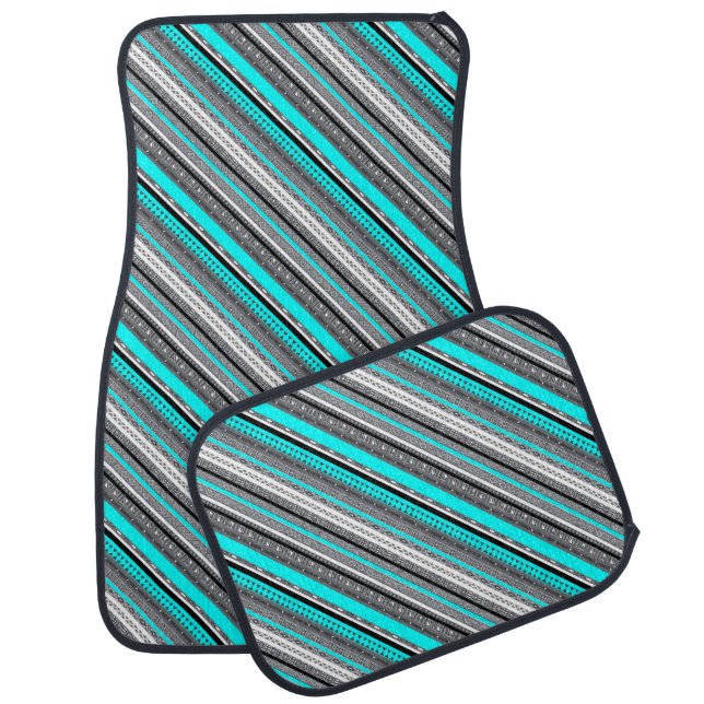 Cute gray aqua aztec patterns car floor mat (Set)