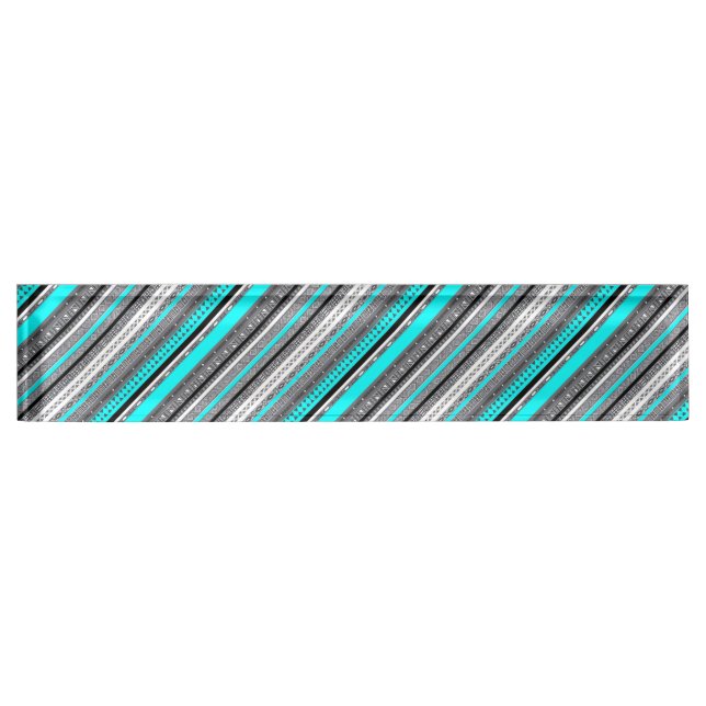 Cute gray aqua aztec patterns desk name plate (Front)