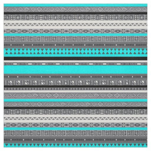 Cute gray aqua aztec patterns fabric