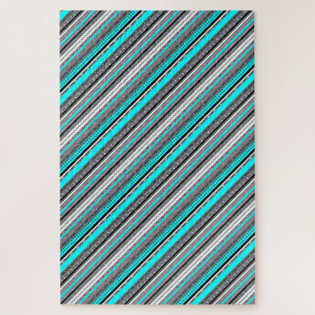 Cute gray aqua aztec patterns jigsaw puzzle (Vertical)