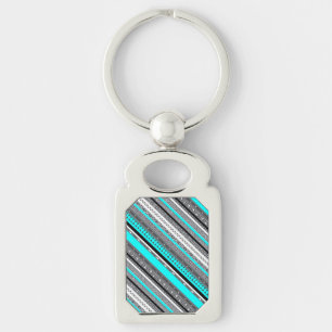 Cute gray aqua aztec patterns keychain