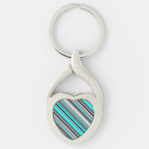 Cute gray aqua aztec patterns keychain