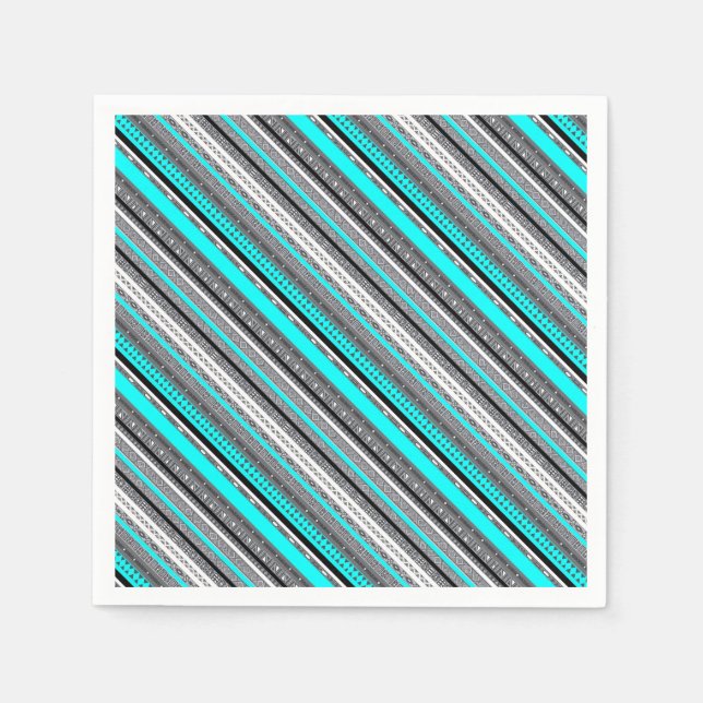 Cute gray aqua aztec patterns paper napkins (Front)