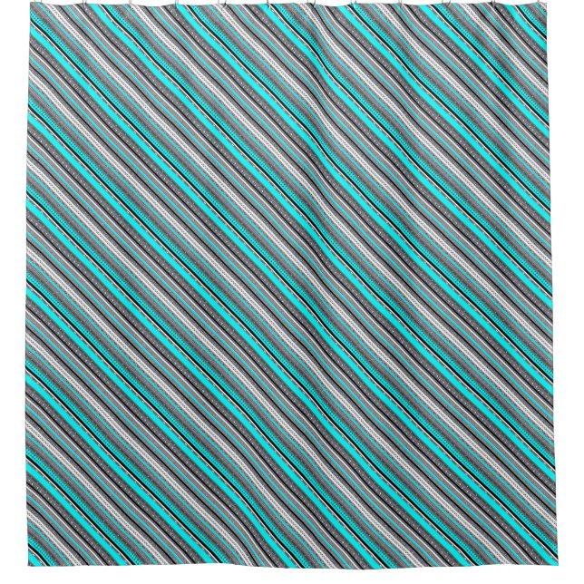 Cute gray aqua aztec patterns shower curtain (Front)