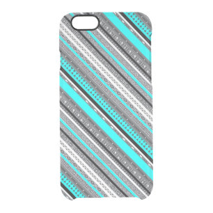 Cute gray aqua aztec patterns clear iPhone 6/6S case