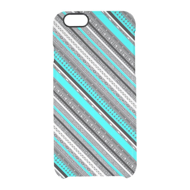 Cute gray aqua aztec patterns uncommon iPhone case (Back)
