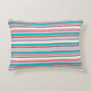 Cute gray aqua stripes accent pillow