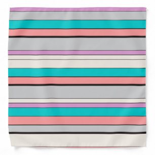 Cute gray aqua stripes bandana