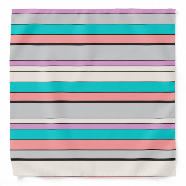 Cute gray aqua stripes bandana (Front)
