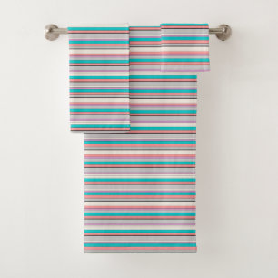 Cute gray aqua stripes bath towel set