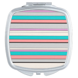 Cute gray aqua stripes compact mirror