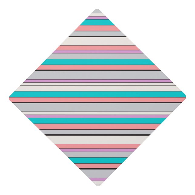 Cute gray aqua stripes graduation cap topper (Front)