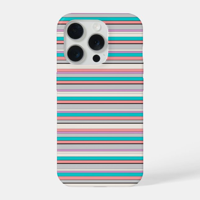 Cute gray aqua stripes iPhone case (Back)