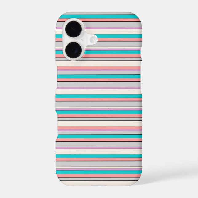 Cute gray aqua stripes iPhone case (Back)