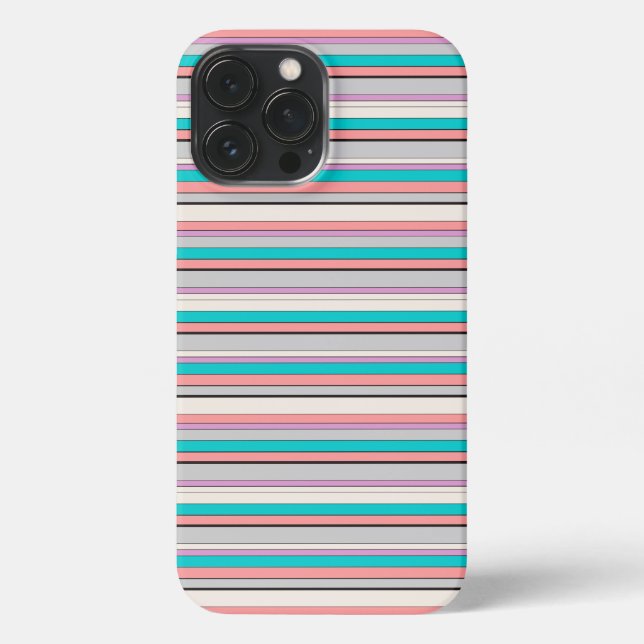 Cute gray aqua stripes iPhone case (Back)
