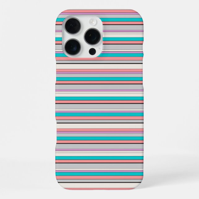 Cute gray aqua stripes iPhone case (Back)