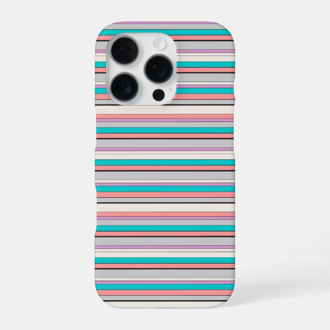 Cute gray aqua stripes iPhone case (Back)