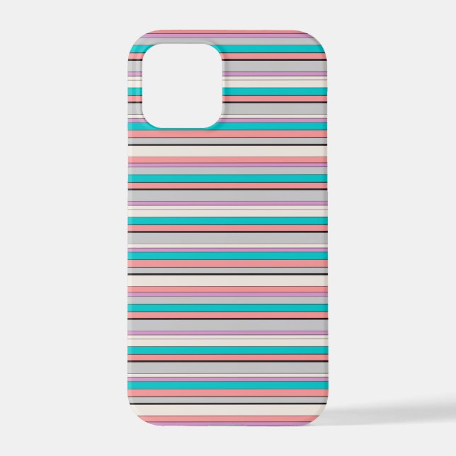 Cute gray aqua stripes iPhone case (Back)
