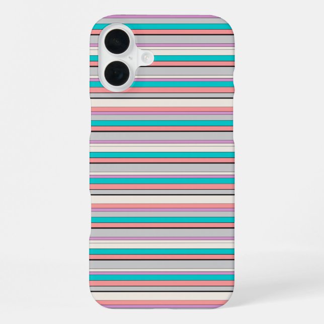 Cute gray aqua stripes iPhone case (Back)
