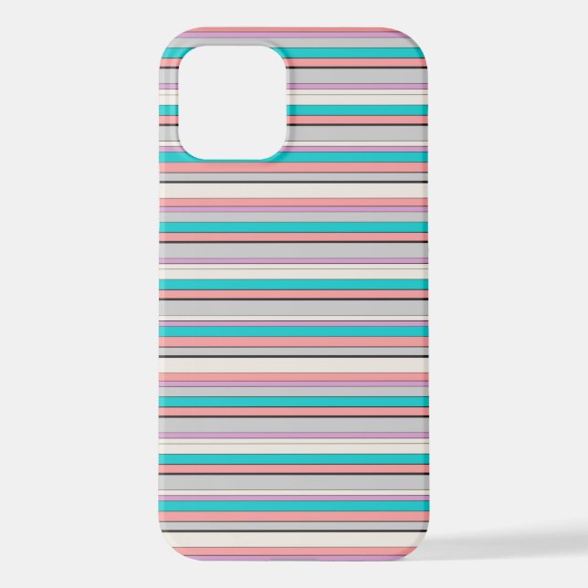 Cute gray aqua stripes iPhone case (Back)