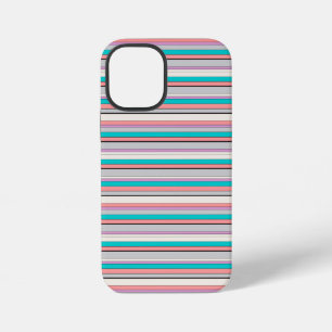 Cute gray aqua stripes iPhone 12 mini case