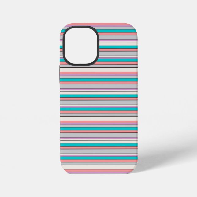 Cute gray aqua stripes iPhone case (Back)