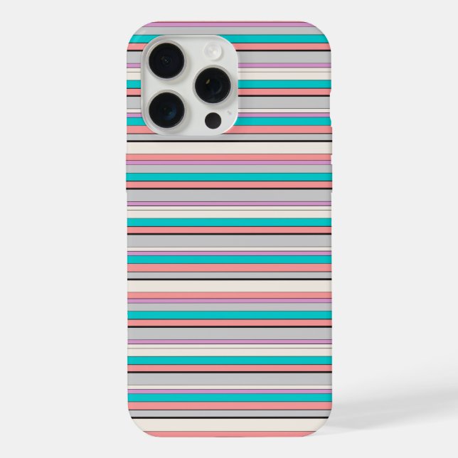 Cute gray aqua stripes iPhone case (Back)