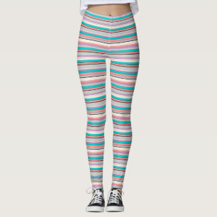 Cute gray aqua stripes leggings