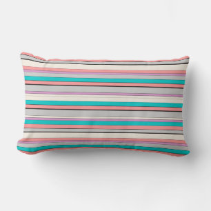 Cute gray aqua stripes lumbar pillow