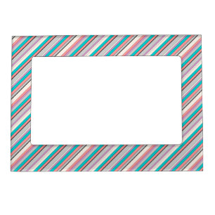 Cute gray aqua stripes magnetic frame