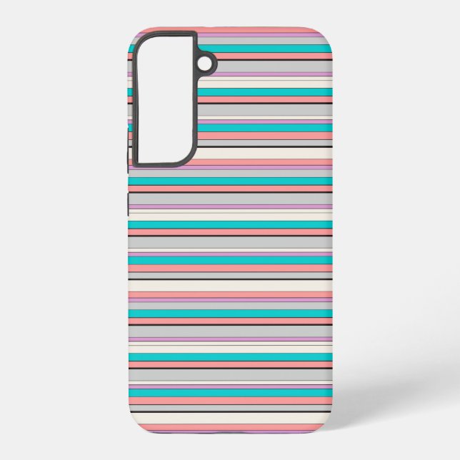 Cute gray aqua stripes samsung galaxy case (Back)