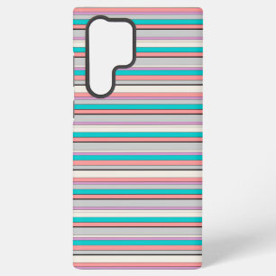 Cute gray aqua stripes samsung galaxy s22 ultra case