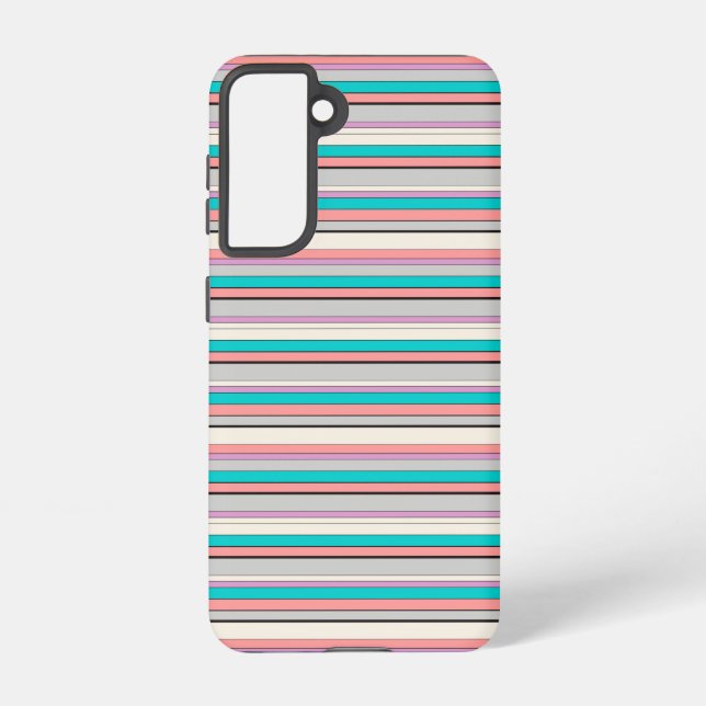 Cute gray aqua stripes samsung galaxy case (Back)