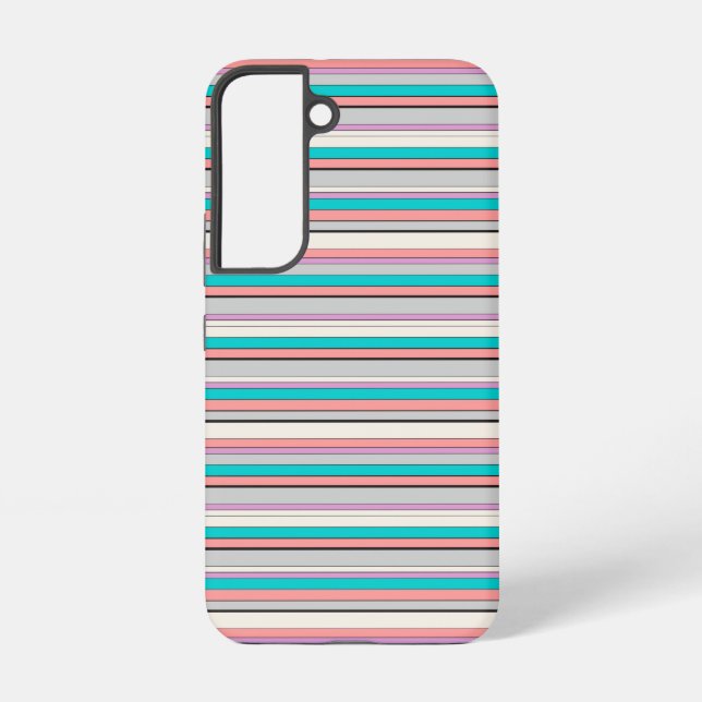 Cute gray aqua stripes samsung galaxy case (Back)
