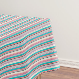 Cute gray aqua stripes tablecloth
