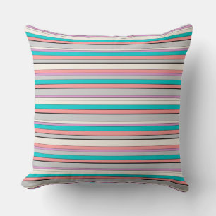 Cute gray aqua stripes throw pillow