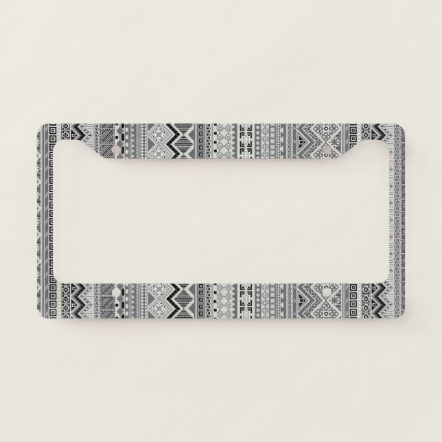 Cute gray aztec patterns design license plate frame (Front)