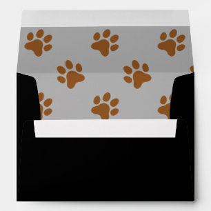 Cute gray, black, brown dog paw print envelope