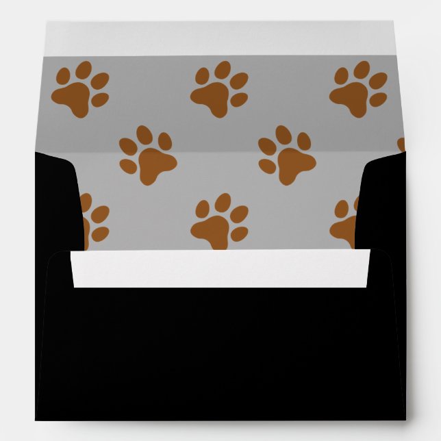 Cute gray, black, brown dog paw print  envelope (Back (Bottom))