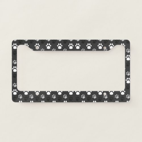 Cute GrayBlackWhite Paw Print License Frame