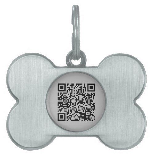 Cute Gray Bone Shaped with QR Code Dog Pet ID Tag
