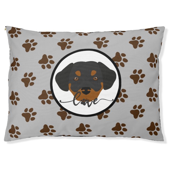 Cute gray, brown paw print Dog Bed (Front)