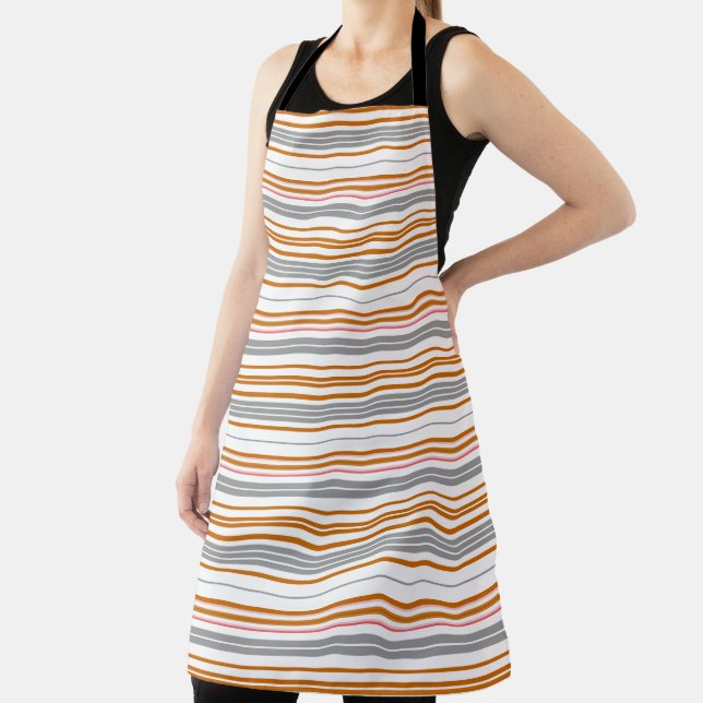 Cute gray brown stripes  apron (Insitu)