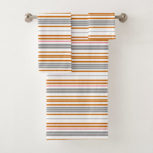 Cute gray brown stripes bath towel set