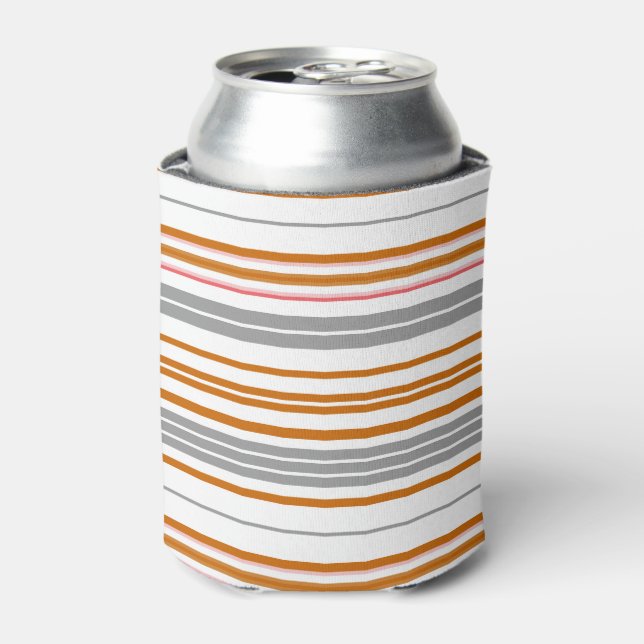 Cute gray brown stripes can cooler (Can Front)