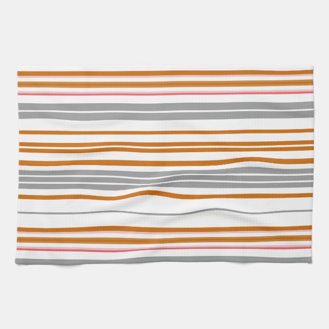 Cute gray brown stripes kitchen towel (Horizontal)