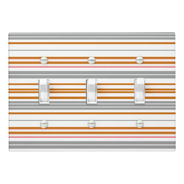 Cute gray brown stripes light switch cover (In Situ)