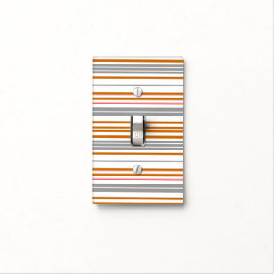 Cute gray brown stripes light switch cover