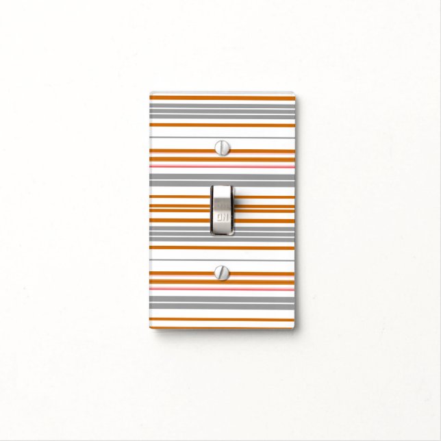 Cute gray brown stripes light switch cover (In Situ)